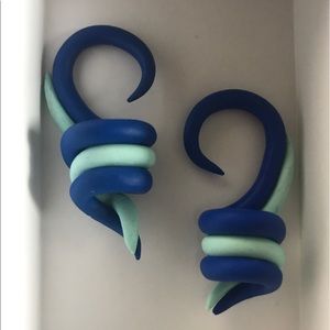 Cerulean & Mint Blue Curls Gauges - 6G