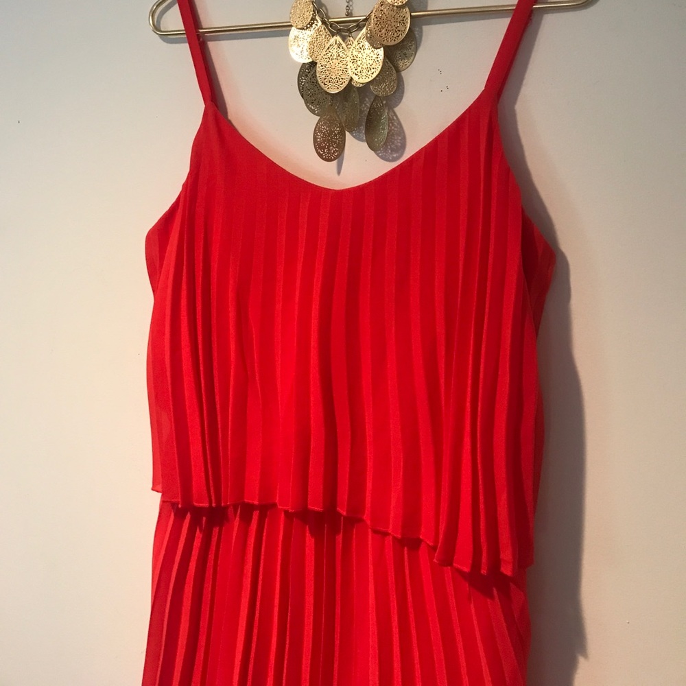 Perfectly Pleated Vibrant Red Dress