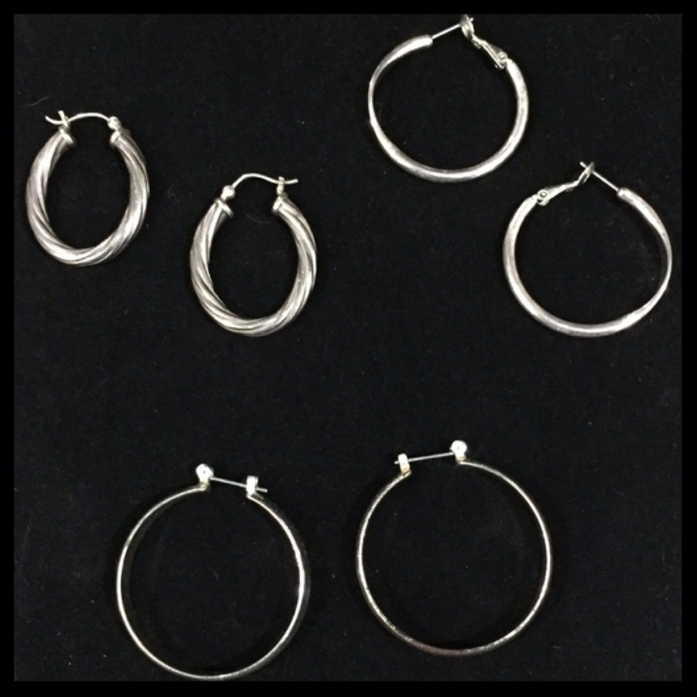 Silver hoop earring bundle