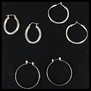 Silver hoop earring bundle
