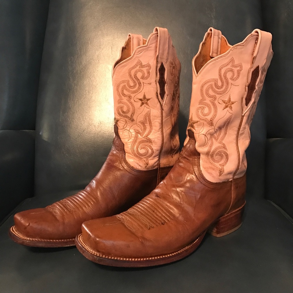 Lucchese 2000 Brown/Pink Western Cowgirl Boots