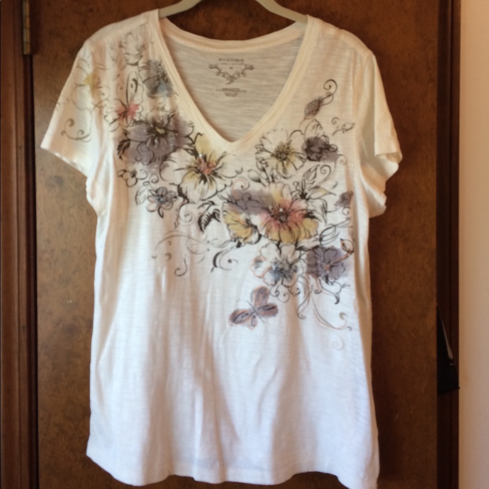 Sonoma short sleeve tee with beaded trim