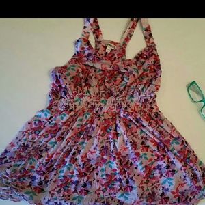 Express elastic waist ruffle neck