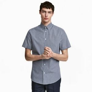 H&M Men's Slim Fit Short Sleeve Button Down