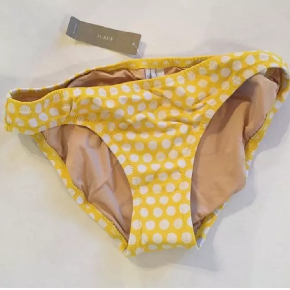 J Crew Yellow Graphic Dot Bikini Bottom Swim NWT