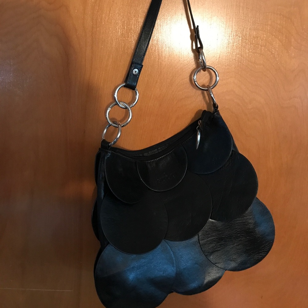 Black leather flap purse