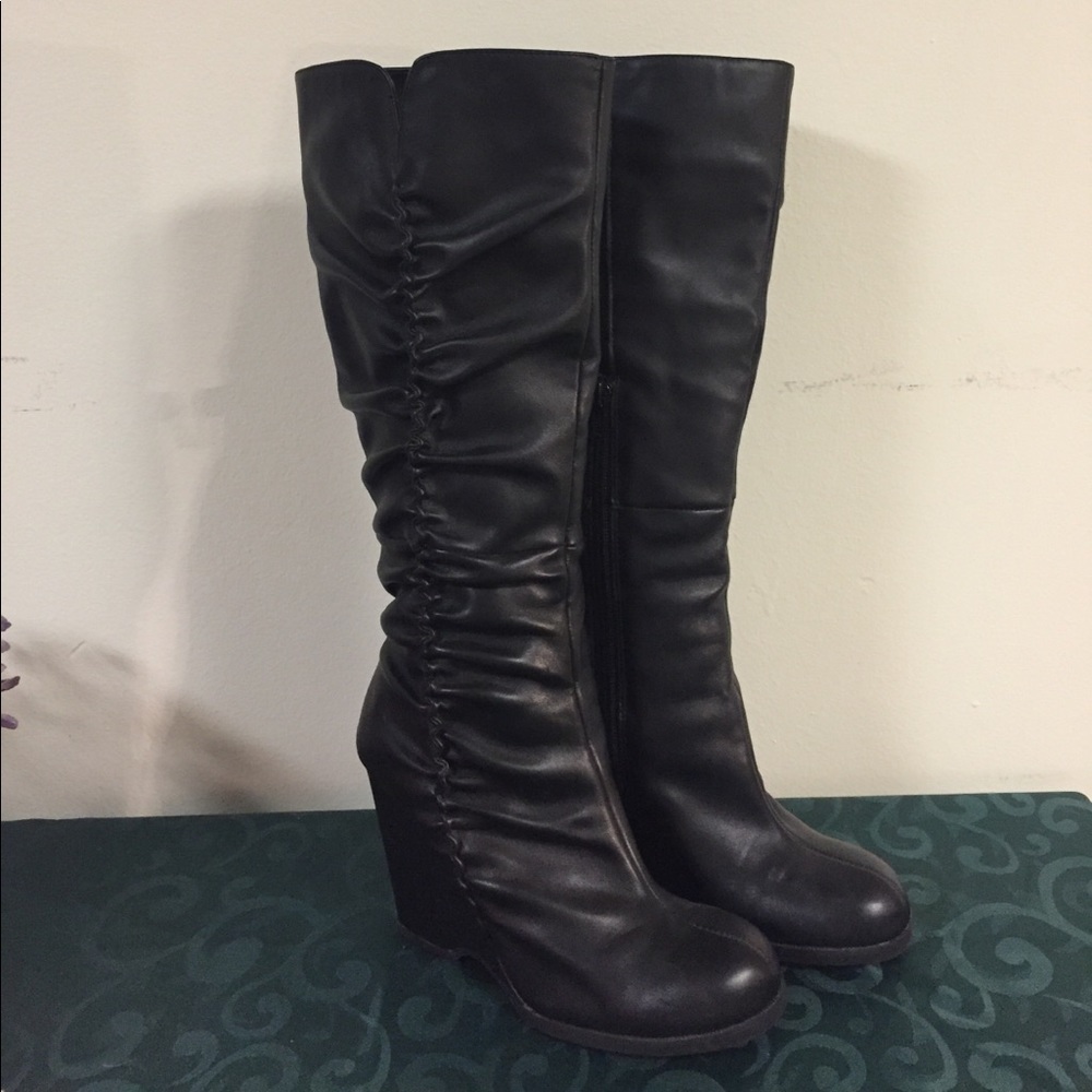 MIA Black Wedge Boots