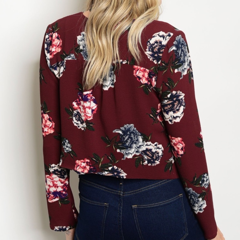 Wine Color Blazer - Picture 2 of 3