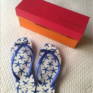 Kate Spade blue starfish Flip Flops