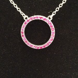 Silver Pink CIRCLE! Necklace