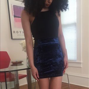 Blue Velvet Mini Skirt