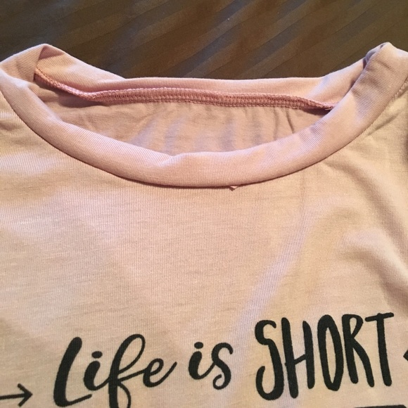 ❗️LAST 1 (S)❗️ Life is Short Blush T-Shirt - Picture 4 of 5