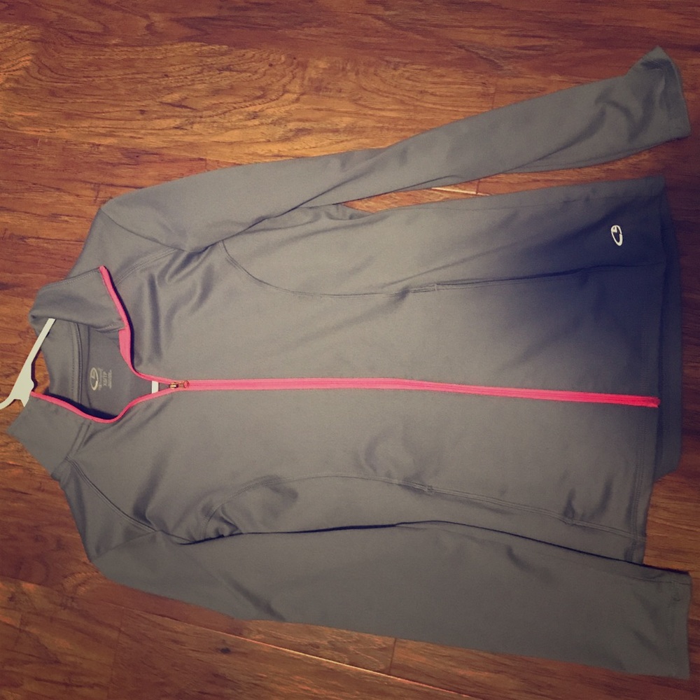 Champion grey and pink zip up athletic jacket
