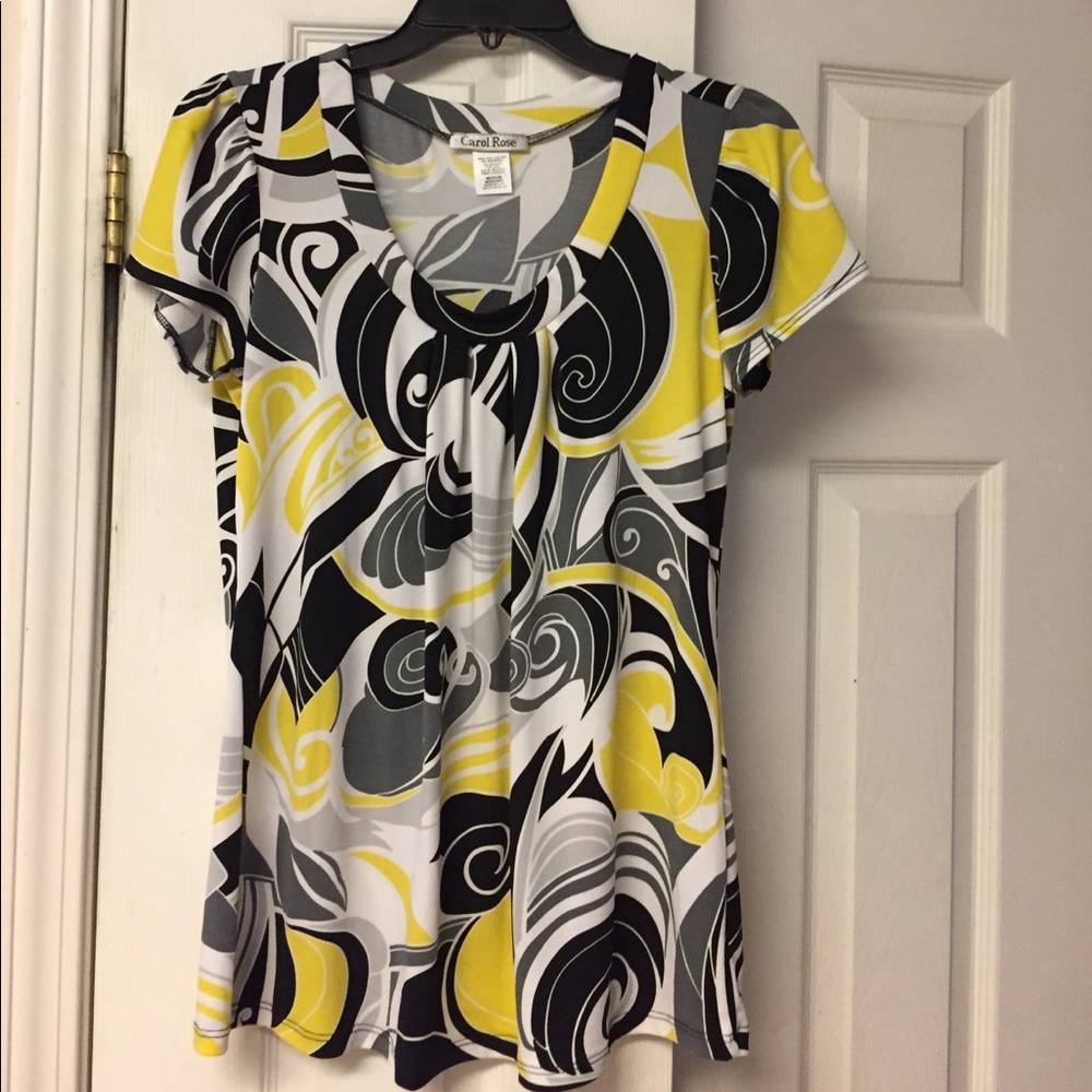 Yellow, black and white top
