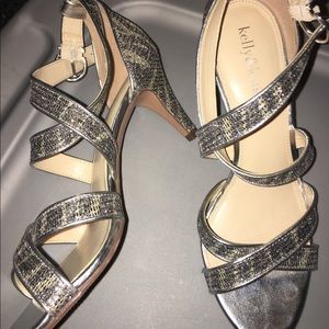 Kelly and Katie Silver/gold sparkly heels