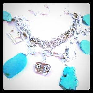 Gorgeous turquoise and crown charm bracelet