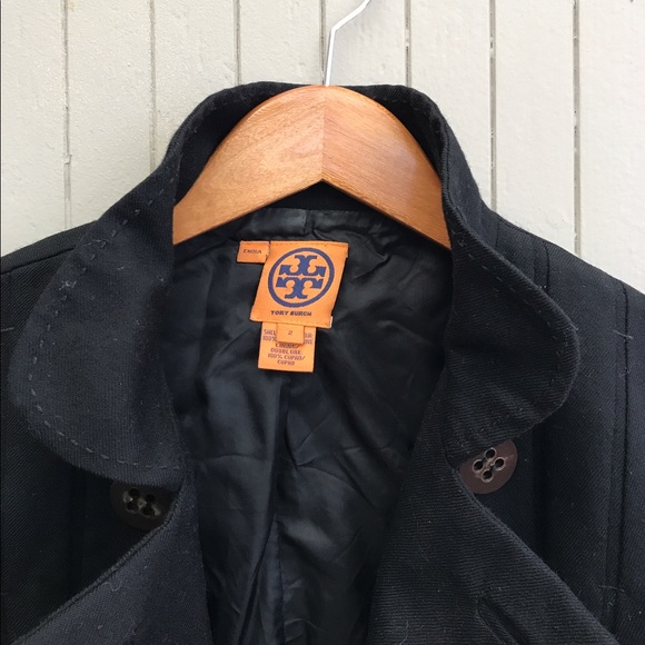 Black 100% wool Tory Burch jacket size 2 - Picture 2 of 3