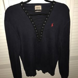 Lace up long sleeve