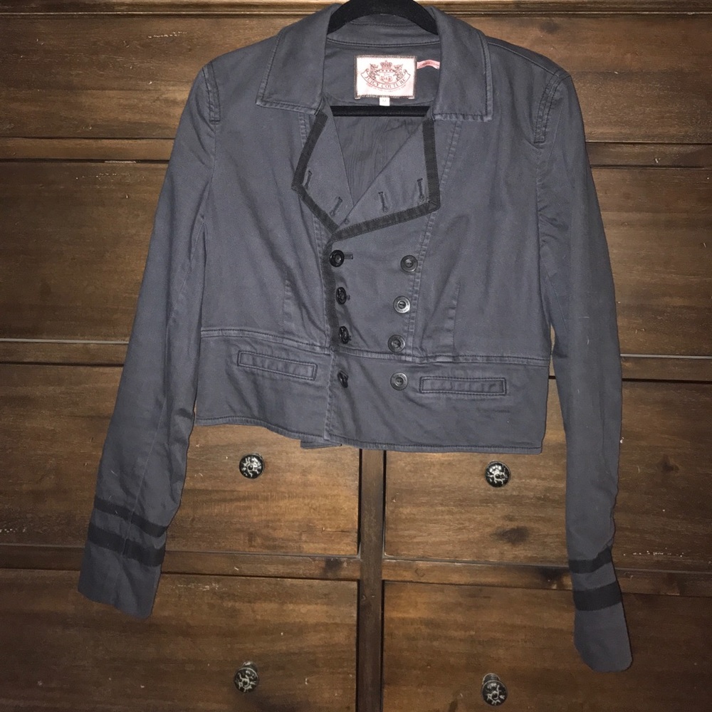 Juicy Couture Black & Gray Military Jacket - Med