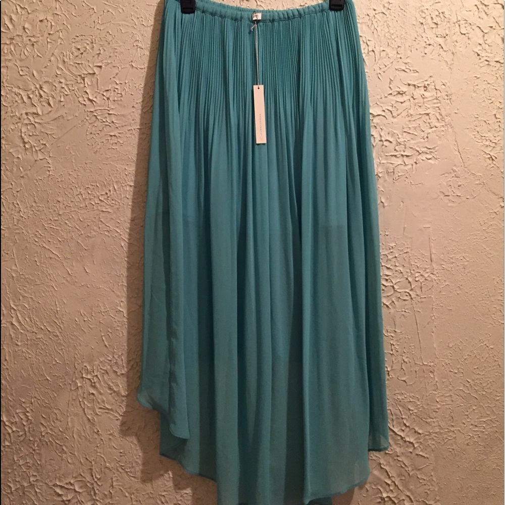 Teal + pleated maxi skirt