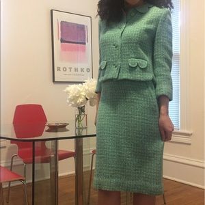 Vintage Mint Tweed Skirt Suit Set