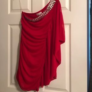 Red One Shoulder Club Dress