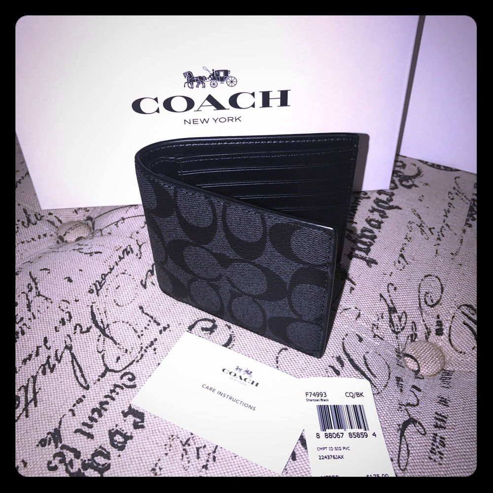 Men's signature Coach coated canvas wallet