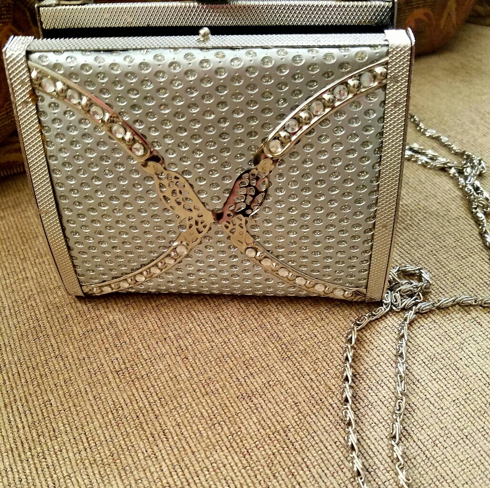 Metal and Rhinestone Clutch Purse