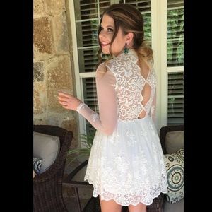 White Lace Dress with Key Holes
