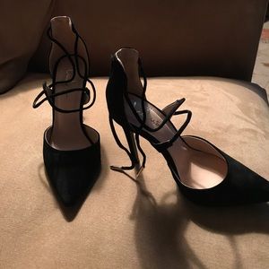 Suede lace up heels