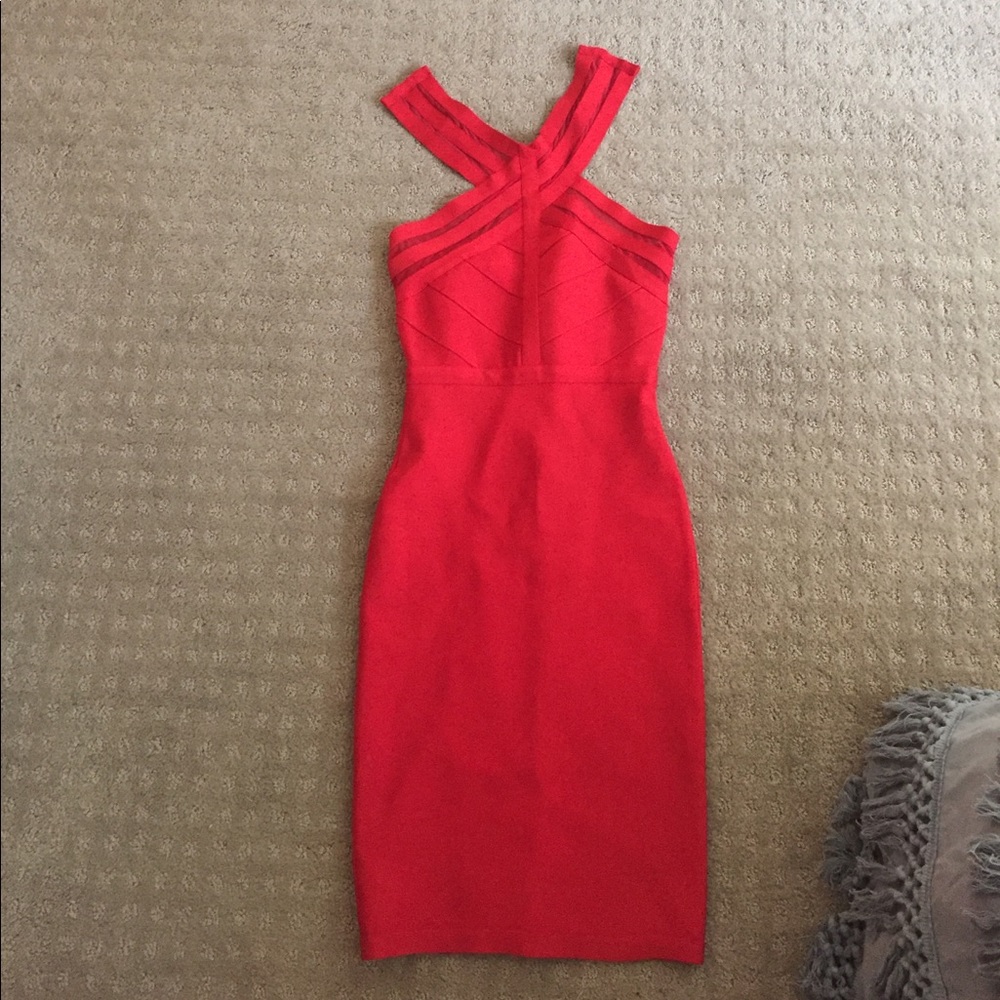 Red sexy bandage dress