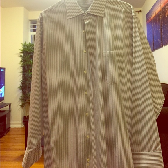 Men's gray my pin striped button down dress shirt - Picture 1 of 4