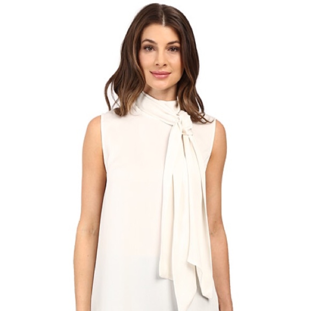 NWT💄Vince Camuto Sleeveless Bow Neck Blouse Sz S