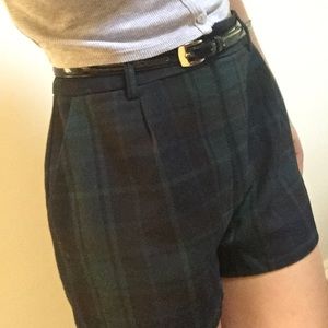Green/Navy Plaid Shorts