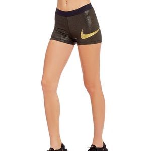 Nike Pro charcoal gray and Gold shorts