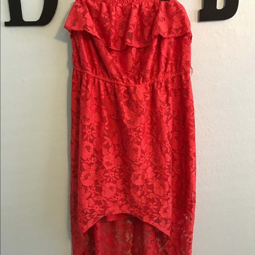 Coral high low dress
