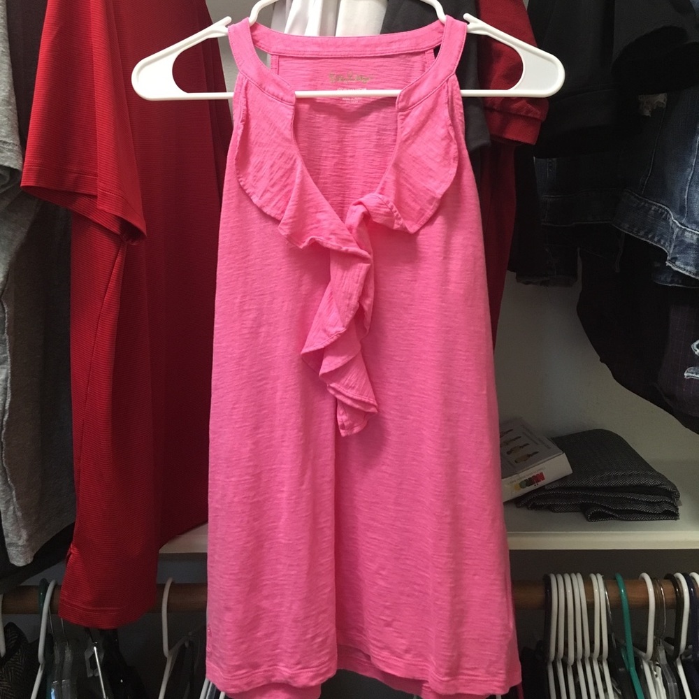 Lilly Pulitzer Shay Ruffled Top in Hot Pink