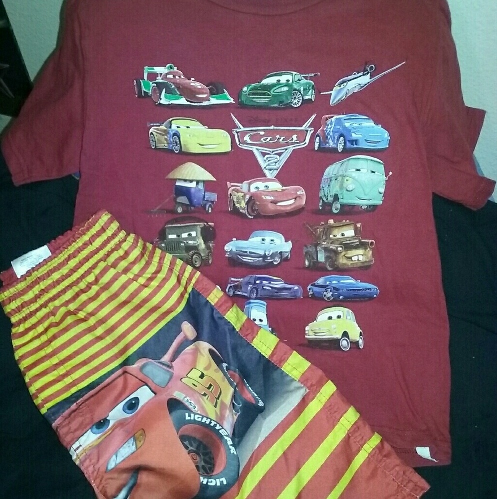 Disney cars swim trunks &tshirt