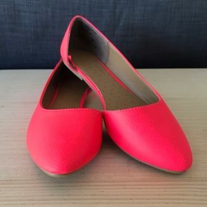 Neon Pink Ballet Flats - Girls Size 2