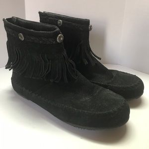 Bamboo black ankle boots with fringe size 7.5