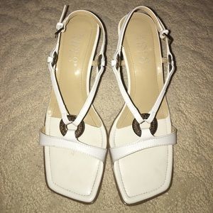 Franco Sarto White Strappy Heeled Sandals