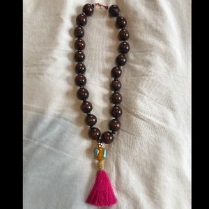 Seed Beaded Tassel Necklace