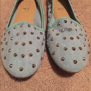 Studded Denim Flats