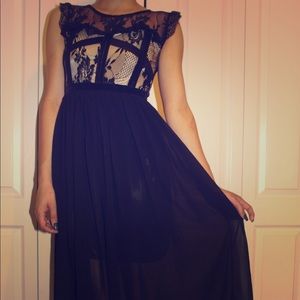 MIDI dress in black , lace accents. NEW WITH TAGS