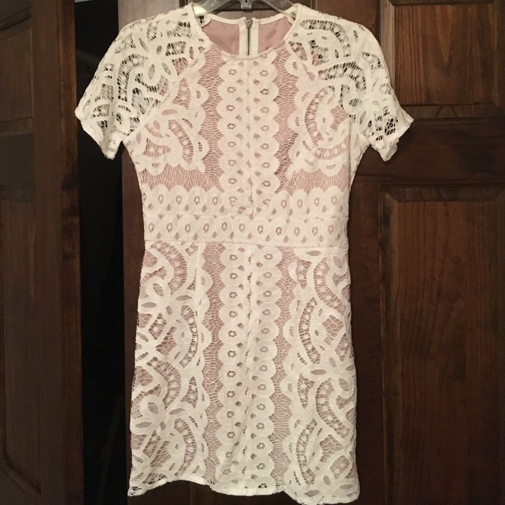 Pepper Mayo White Lace Mini Dress