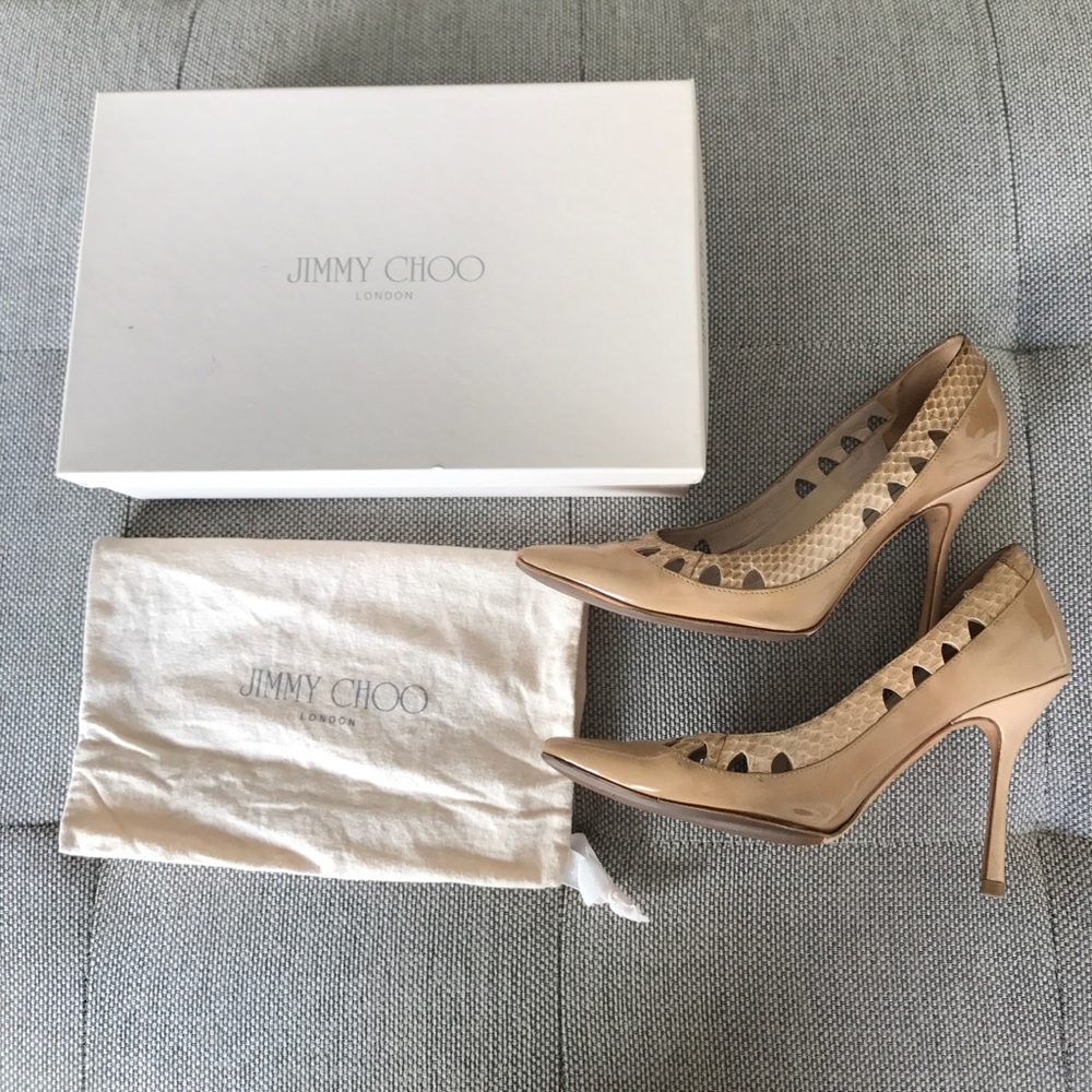 Jimmy Choo Patent Nude pumps