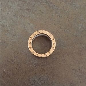 Rose gold white ceramic bvlgari ring