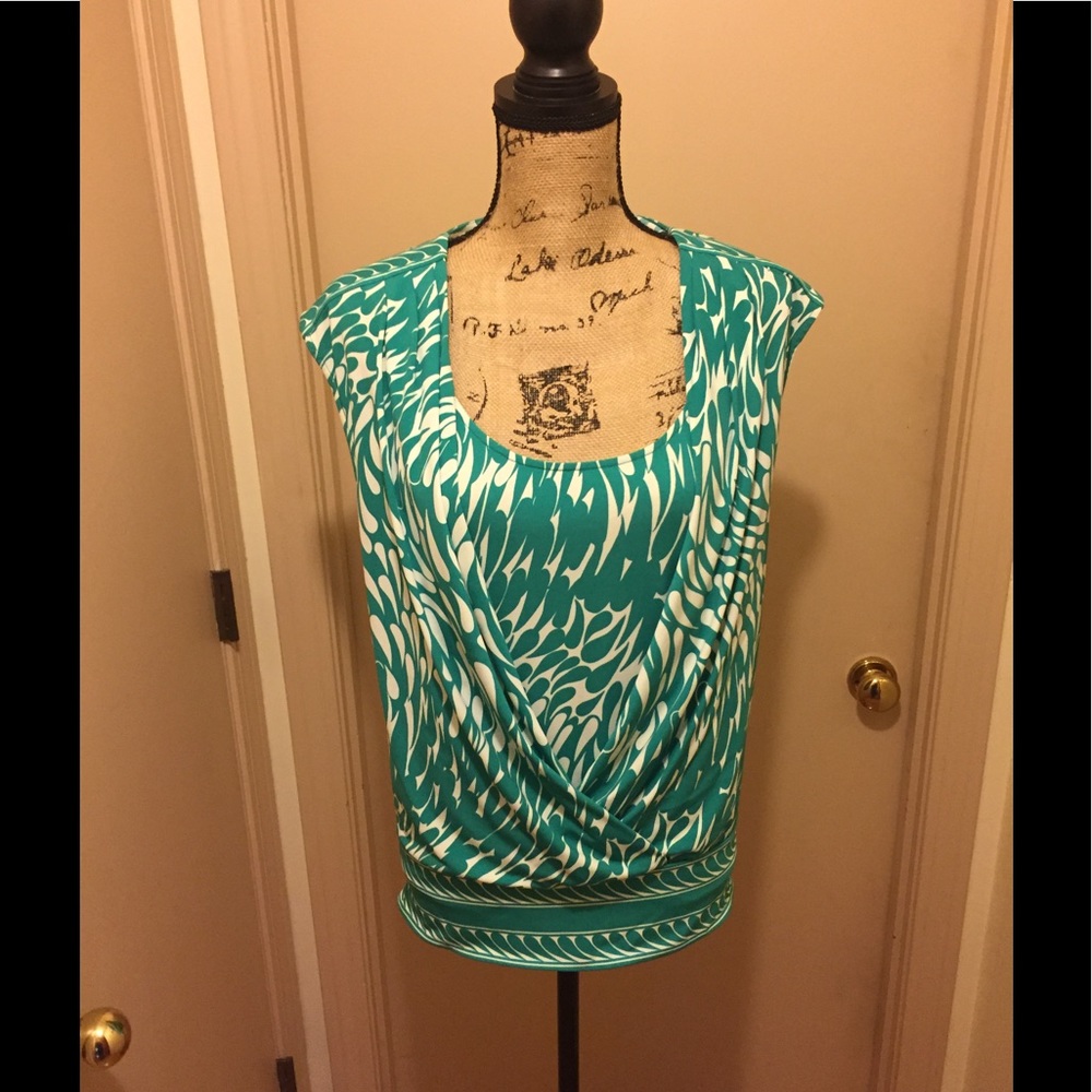 Scoop neck over wrap top by BCBG