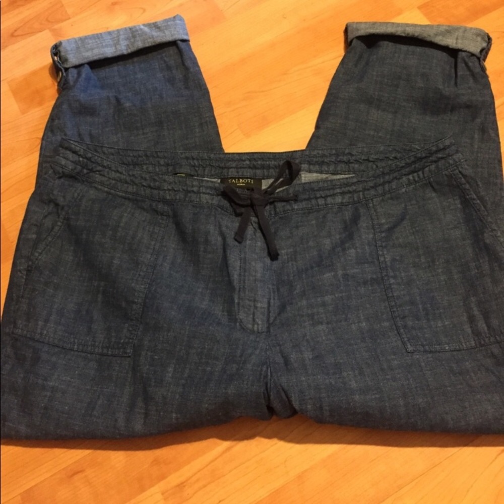 Talbots blue drawstring crop pants