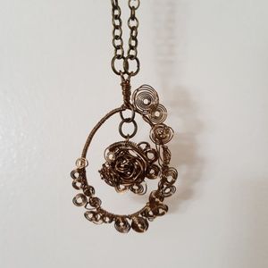 Hand wrapped oval necklace